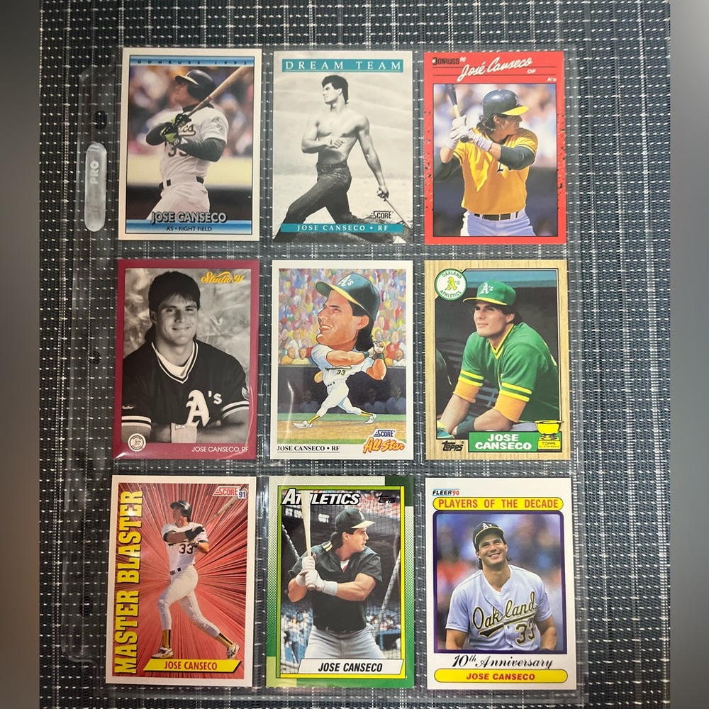 ⚾️ Jose Canseco Vintage Baseball Cards Collection, Lot of 9, Lot #1